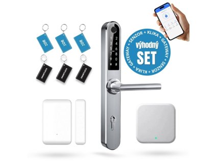 BOT Chytrá klika H1 TTLock stříbrná set gateway a senzor