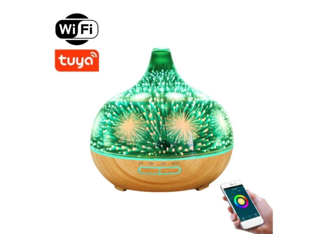 BOT Smart aróma difuzér B11 400ml svetlé drevo a LED ohňostroj (3)