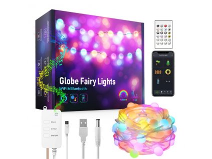 BOT Chytrý LED vianočné a párty reťaz Fairy SL1 10 metrov Tuya RGB WiFi a BT