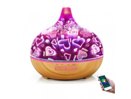 BOT Smart aróma difuzér B11 400ml svetlé drevo a LED srdce (1)