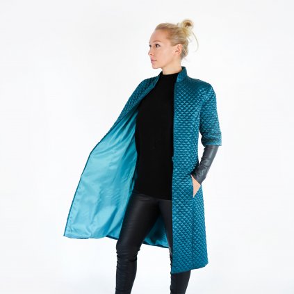 Prošívaný kabát petrolejový | Fancy Petrol Coat
