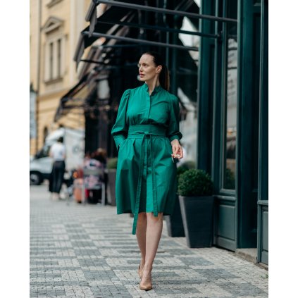 Puffy Sleeve Dress Green
