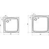 Štvorcová vanička PERSEUS Pro Flat 800x800 mm, biela
