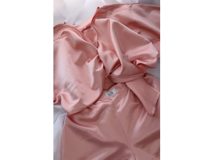 Krátky saténový kimono set - babypink