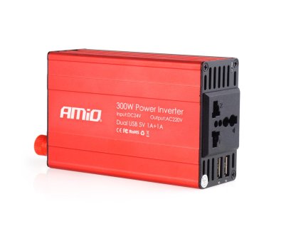 Měnič napětí AMiO 24V/230V, 300W/600W 2xUSB, 02471_c