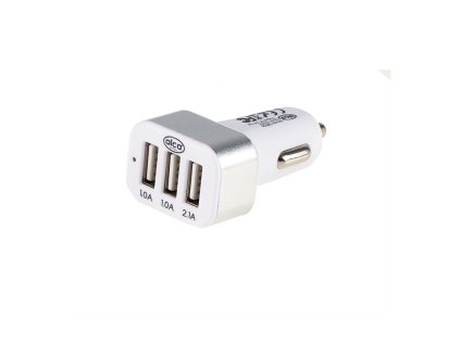 Zástrčka s 3x USB výstupem (1,0A; 1,0A; 2,1A), 12/24V, bílo-stříbrná, 510520_c