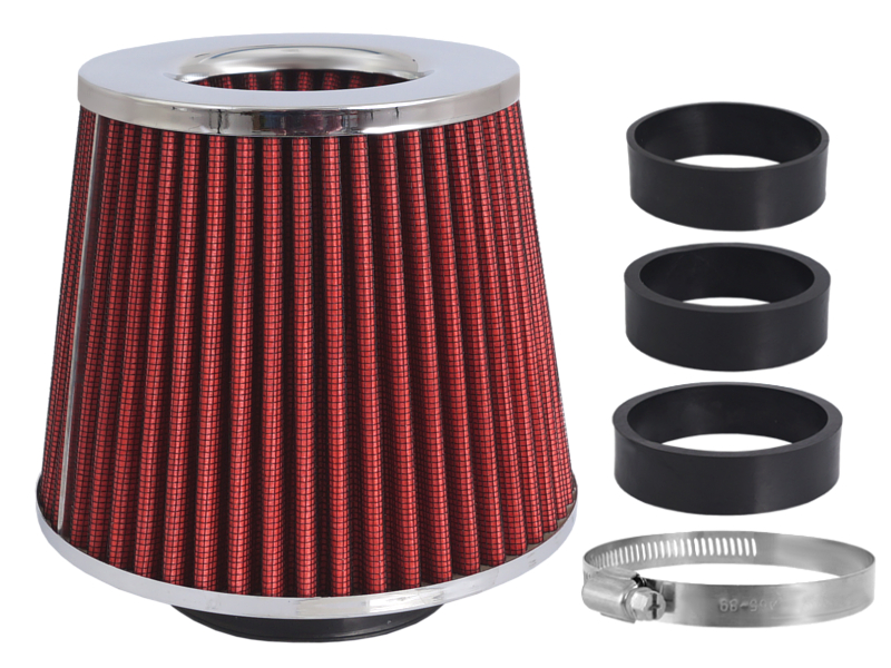 Filtr vzduchový UNI 155x130x120mm, červený/chrom, adaptér 60, 63, 70mm, 86004