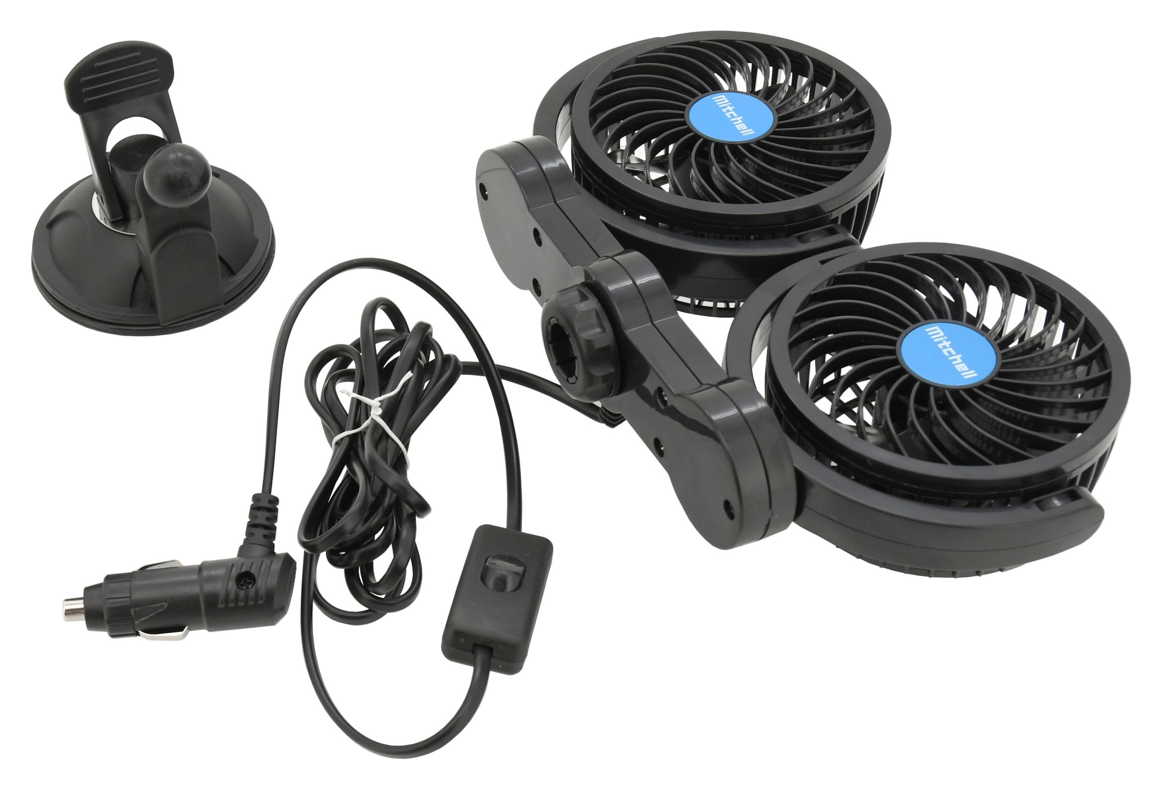 Ventilátor MITCHELL DUO 2x108 mm 12V na přísavku, 07222