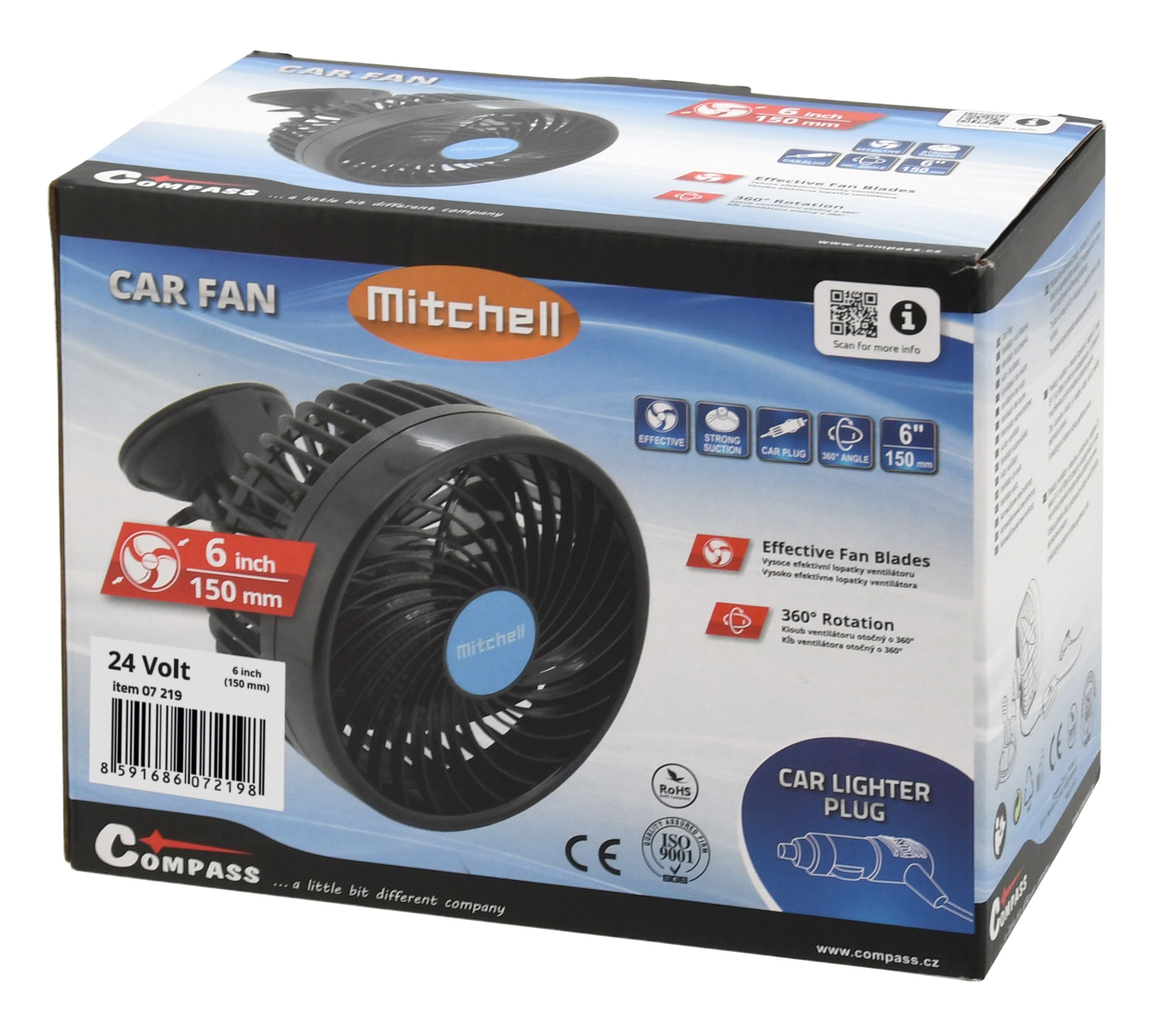 Ventilátor MITCHELL 150mm 24V na přísavku, 07219