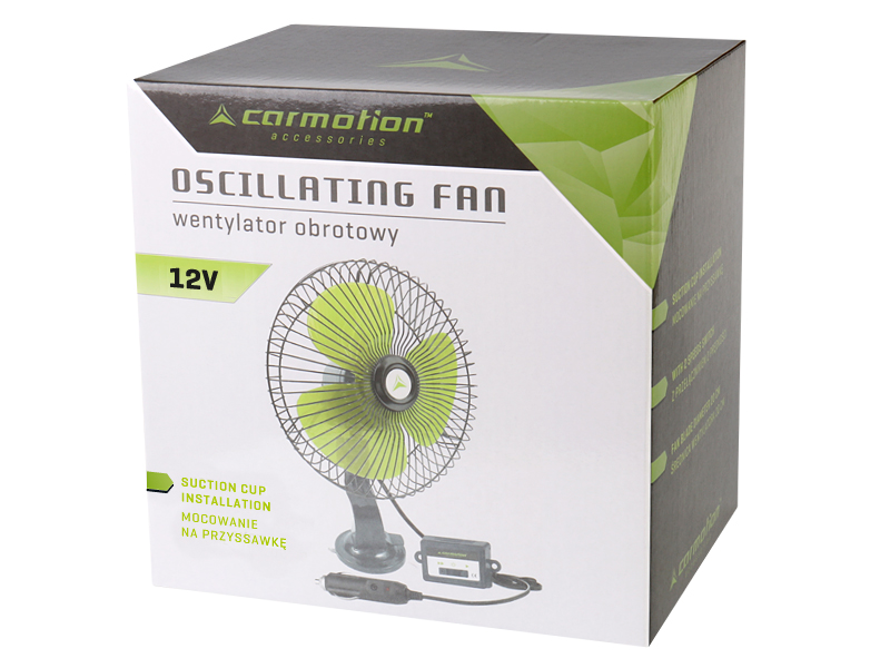 Ventilátor 12V/21W kovový, pr.20cm na přísavku, 86339