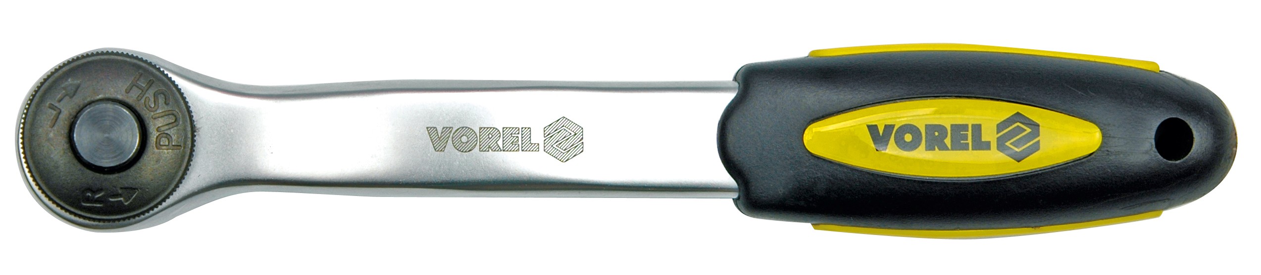 Ráčna 3/8" 200 mm vyhnutá CrV 72 zubů, VOREL