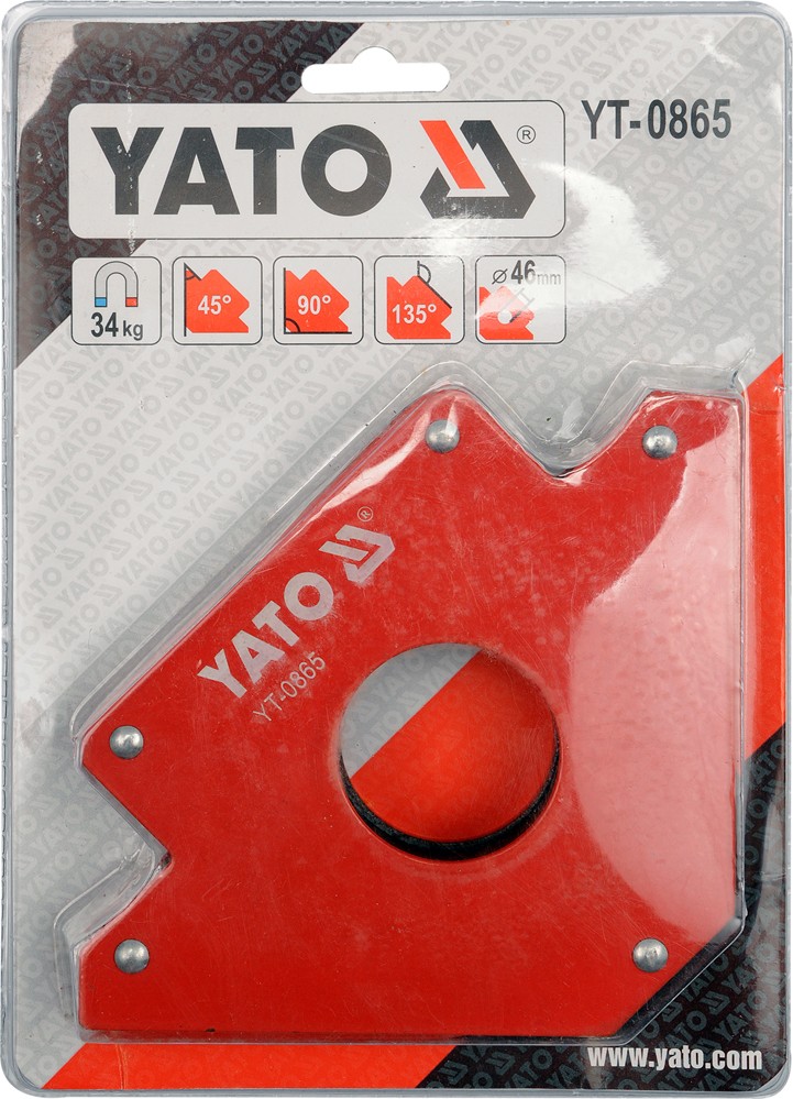 Úhelník magnetický ke svařování 34 kg s otvorem, YATO YT-0865