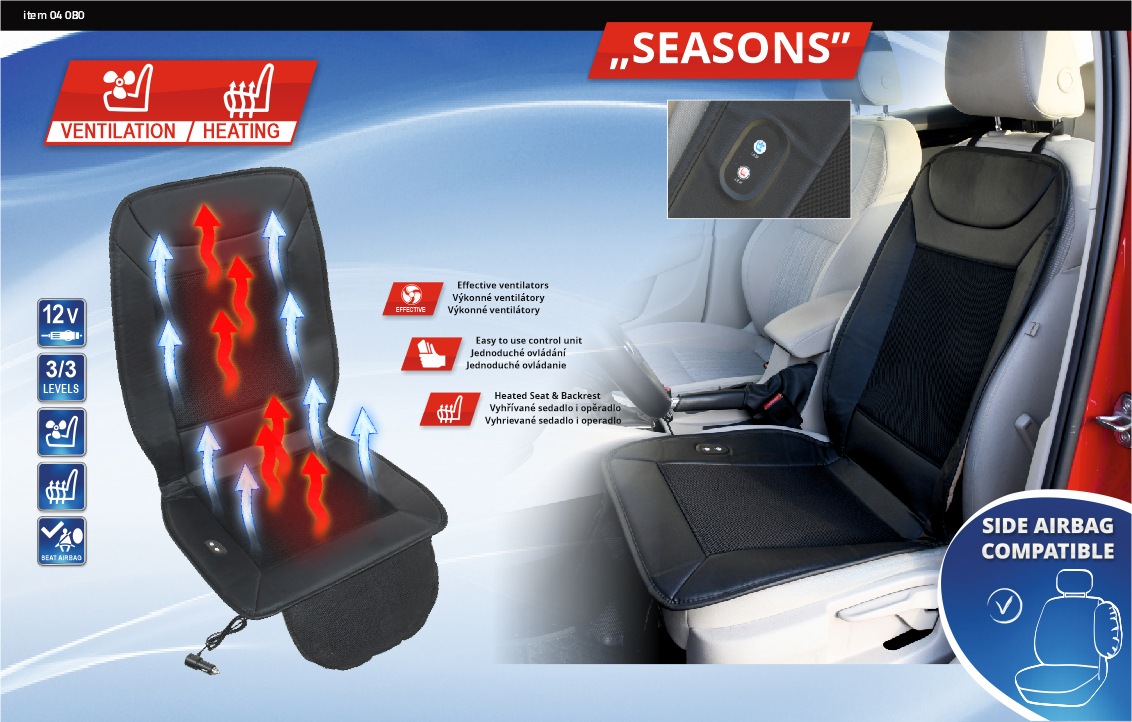 Potah sedadla vyhřívaný s ventilací 12V SEASONS, 04080