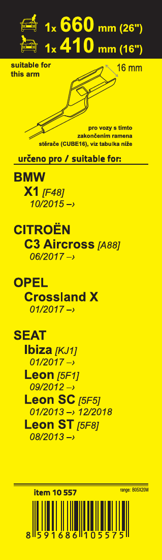 Stěrače FLAT SET (CUBE16) 660+410mm, 10557