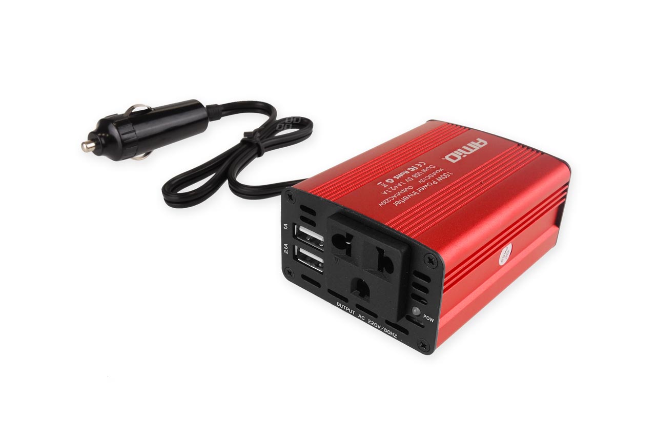 Měnič napětí AMiO 12V/230V, 150W/300W 2xUSB, 02468