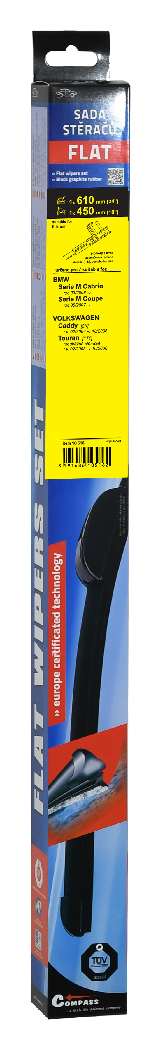 Stěrače FLAT SET (PIN) 610+450mm, 10516