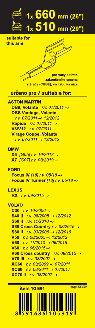 Stěrače FLAT SET (CUBE) 660+510mm, 10591