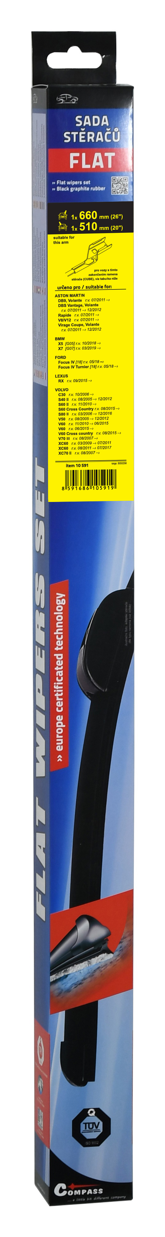 Stěrače FLAT SET (CUBE) 660+510mm, 10591