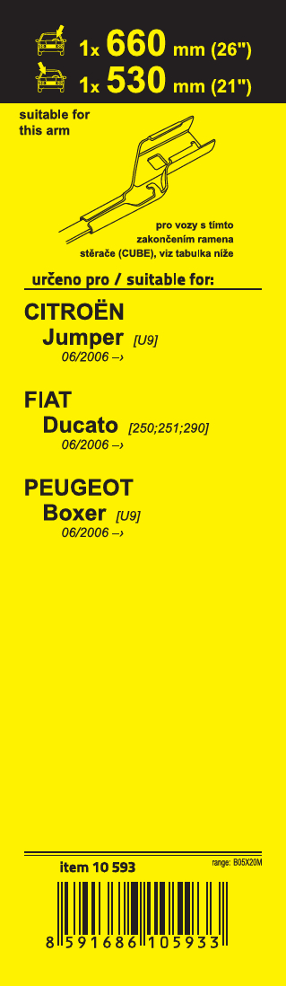 Stěrače FLAT SET (CUBE) 660+530mm, 10593