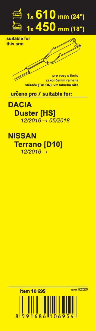 Stěrače FLAT SET (TALON) 610+450mm, 10695