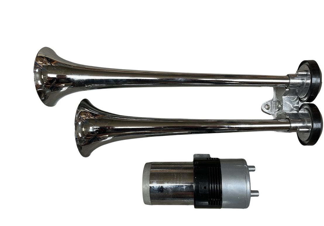 Fanfára 2 trubky chrom 24V s kompresorem, L-37+32cm, FNF016