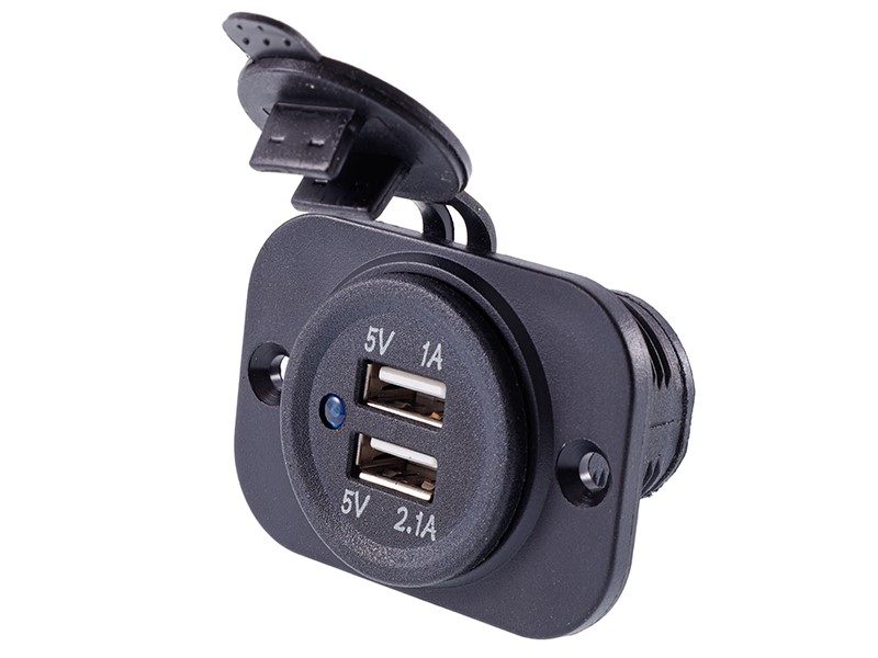 Nabíječka 12/24V s krytem, 2x USB (3,1A), 63210