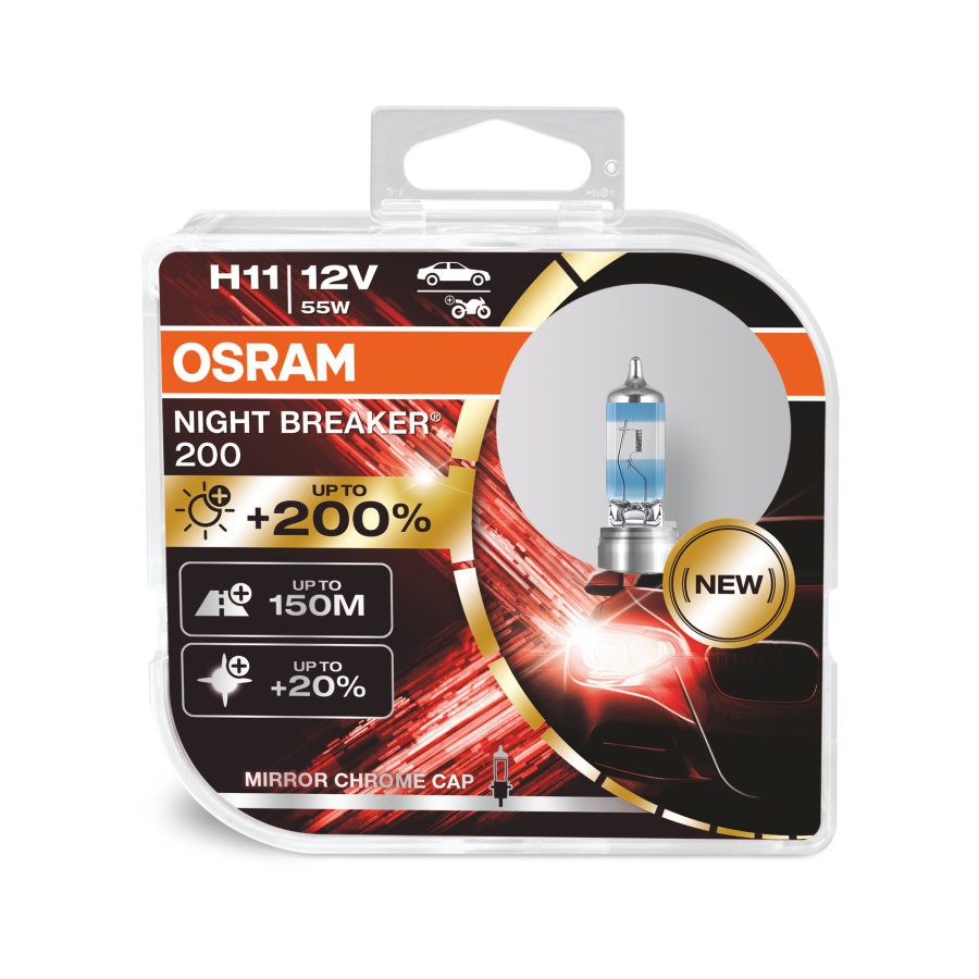Sada žárovek 2xH11+200% OSRAM NIGHTBREAKER 200, 30821
