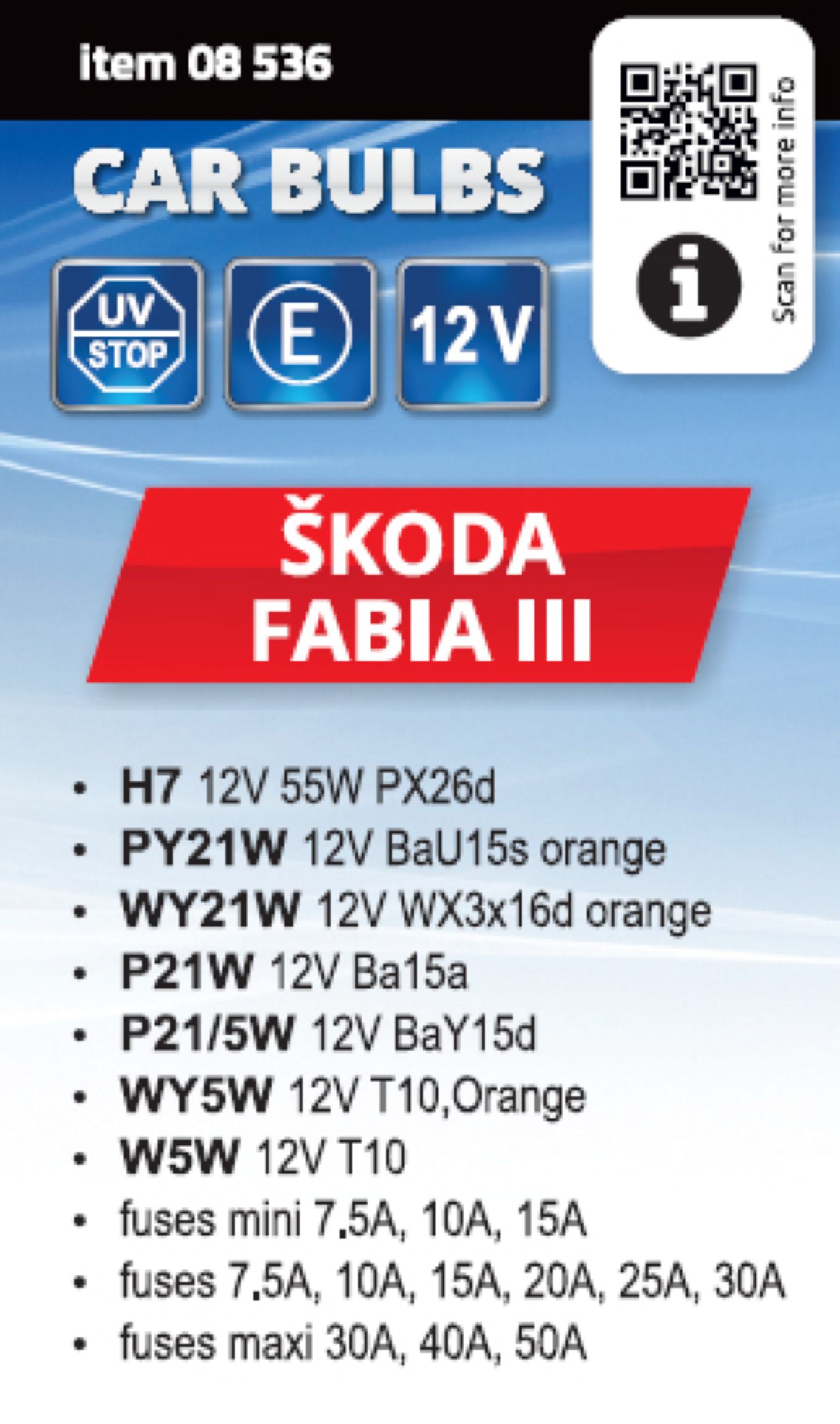 Sada žárovek ŠKODA FABIA III H7, 08536