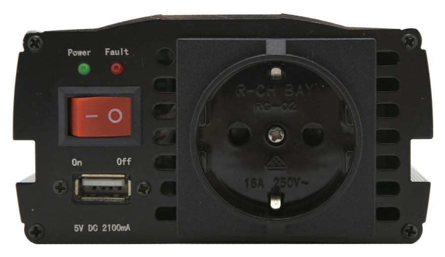 Měnič napětí 12/230V 600W + USB, 07109