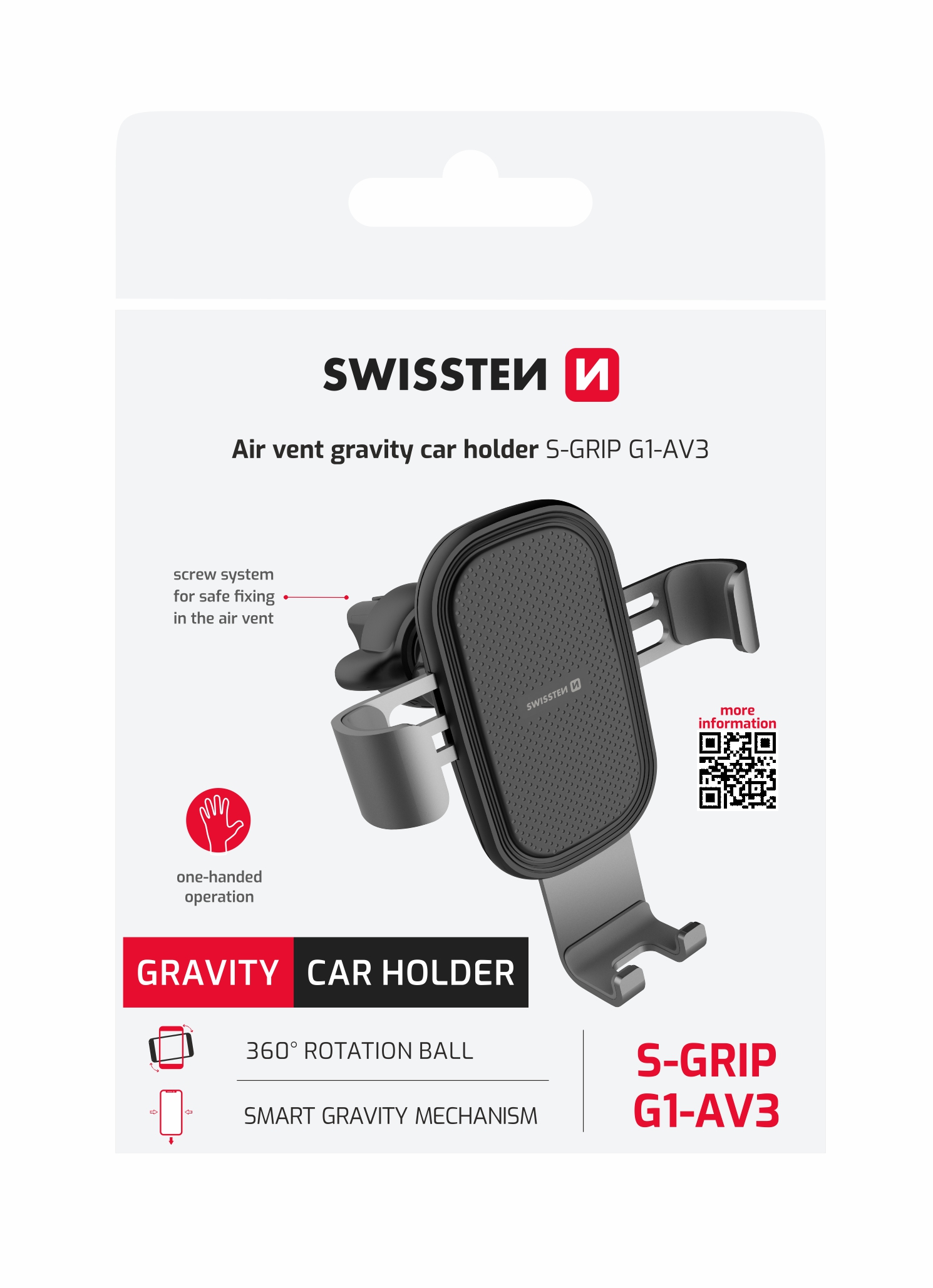 Držák mobilu do ventilace Gravity SWISSTEN S-GRIP G1-AV3, 46508