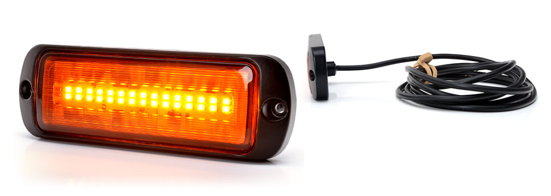 Výstražná světla, barvá žlutá 12-24V, jeden program, žlutý kryt, W 218