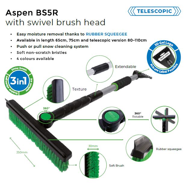 Škrabka na led se smetáčkem teleskopická 80-110 cm, Aspen BS5R-80/100, 11253
