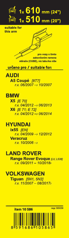 Stěrače FLAT SET (CUBE) 610+510, 10586