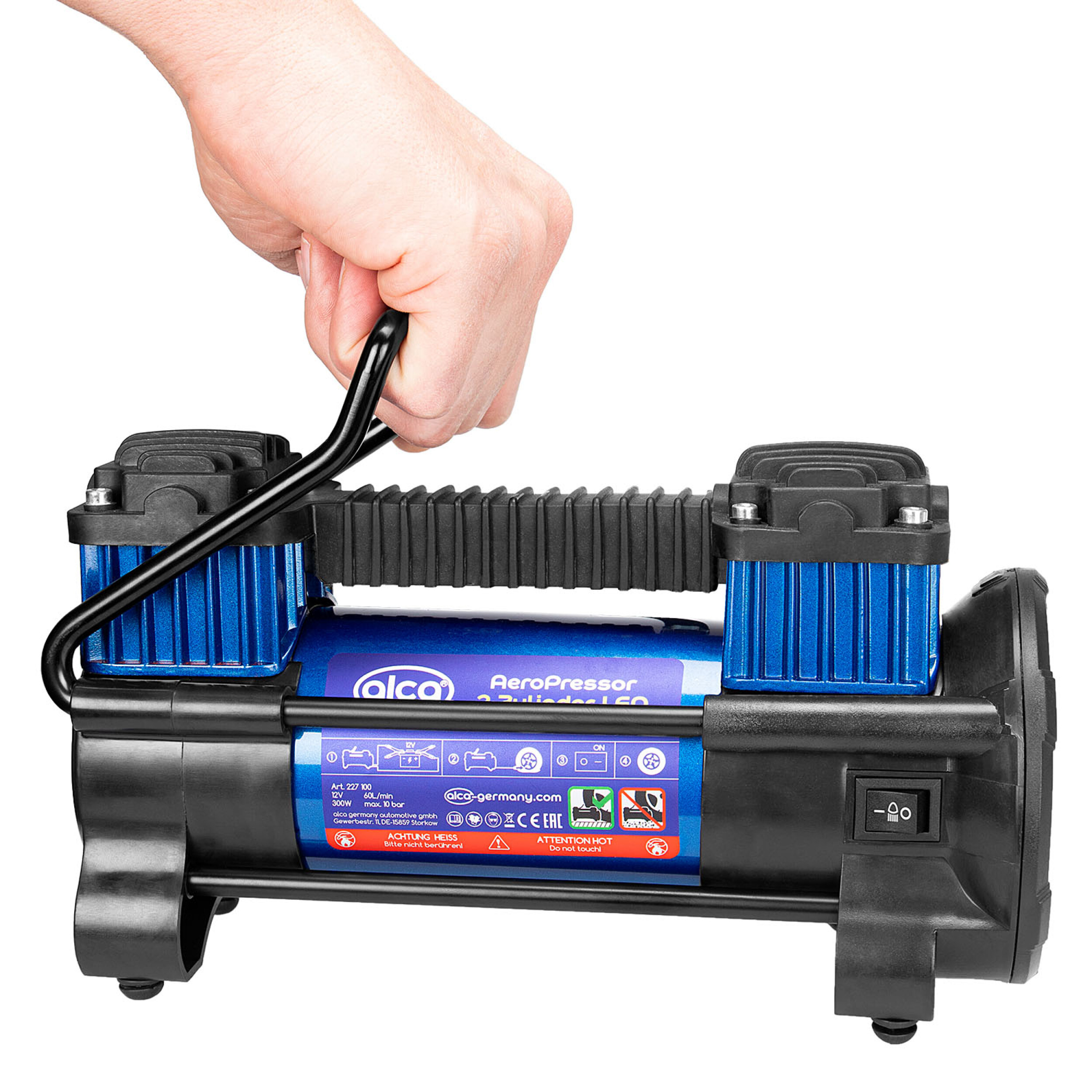 Kompresor Alca 12V 10 Bar dvouválcový AeroPressor s LED osvětlením, 227100