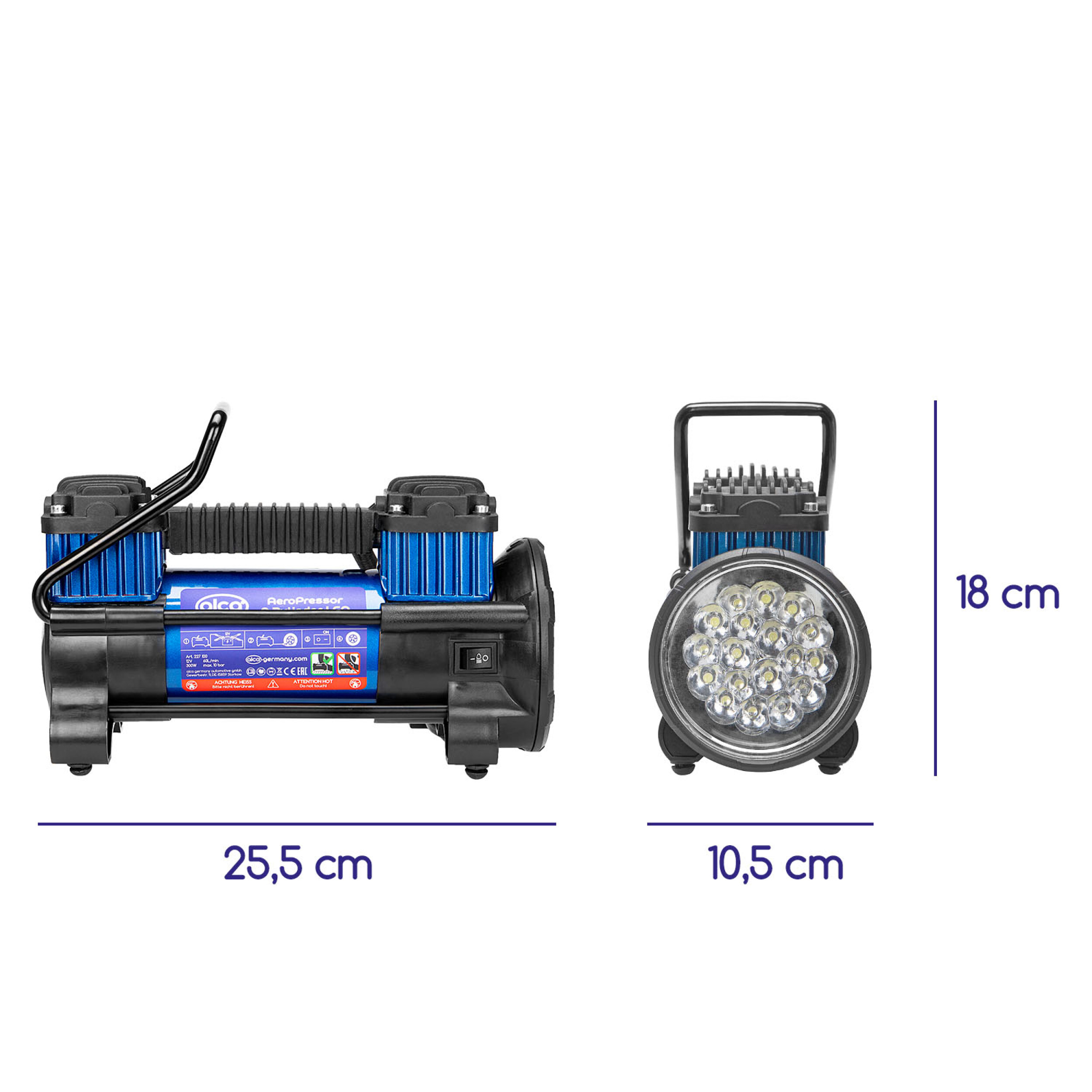 Kompresor Alca 12V 10 Bar dvouválcový AeroPressor s LED osvětlením, 227100