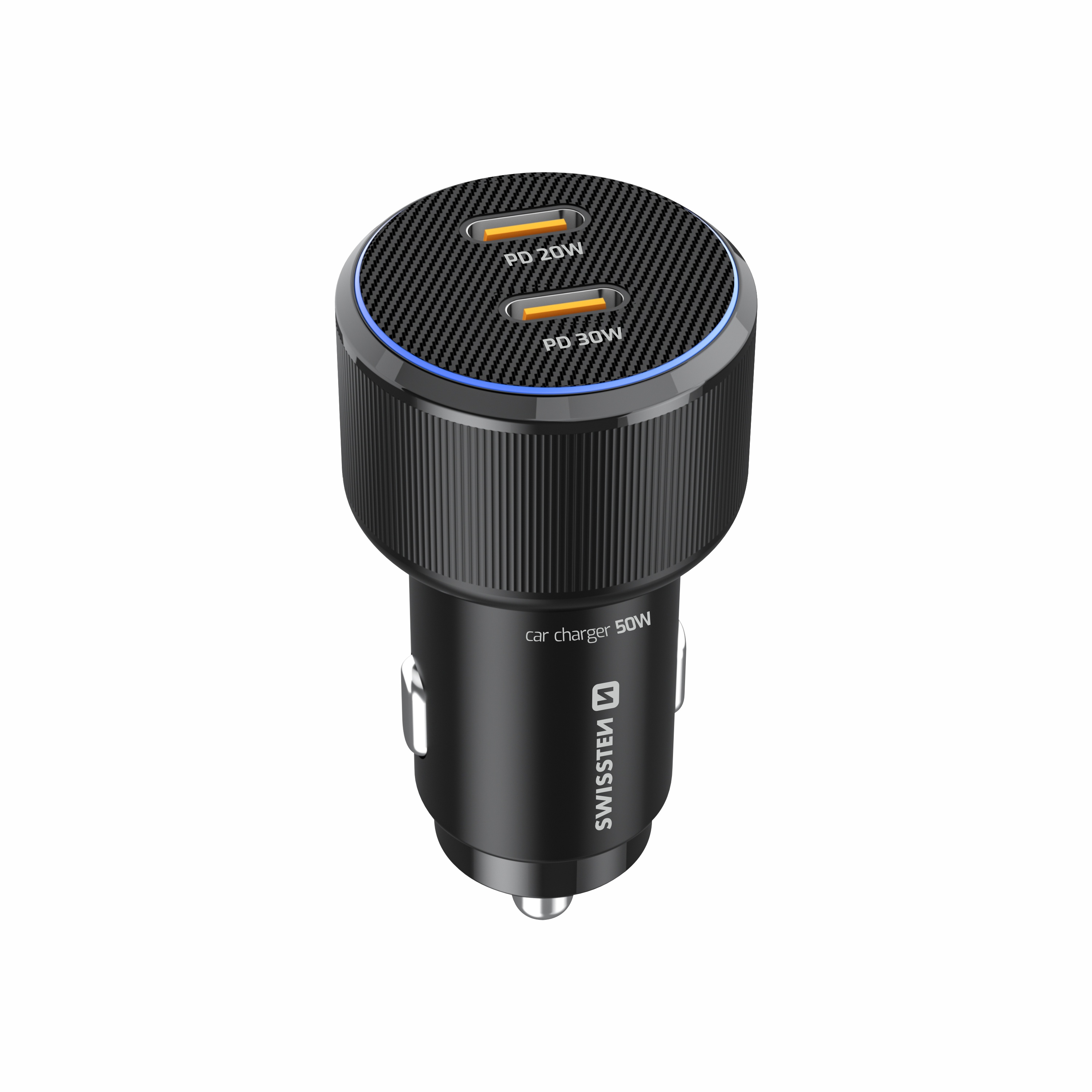 Zástrčka SWISSTEN s 2x USB-C Power Delivery 50W, černý, 49320