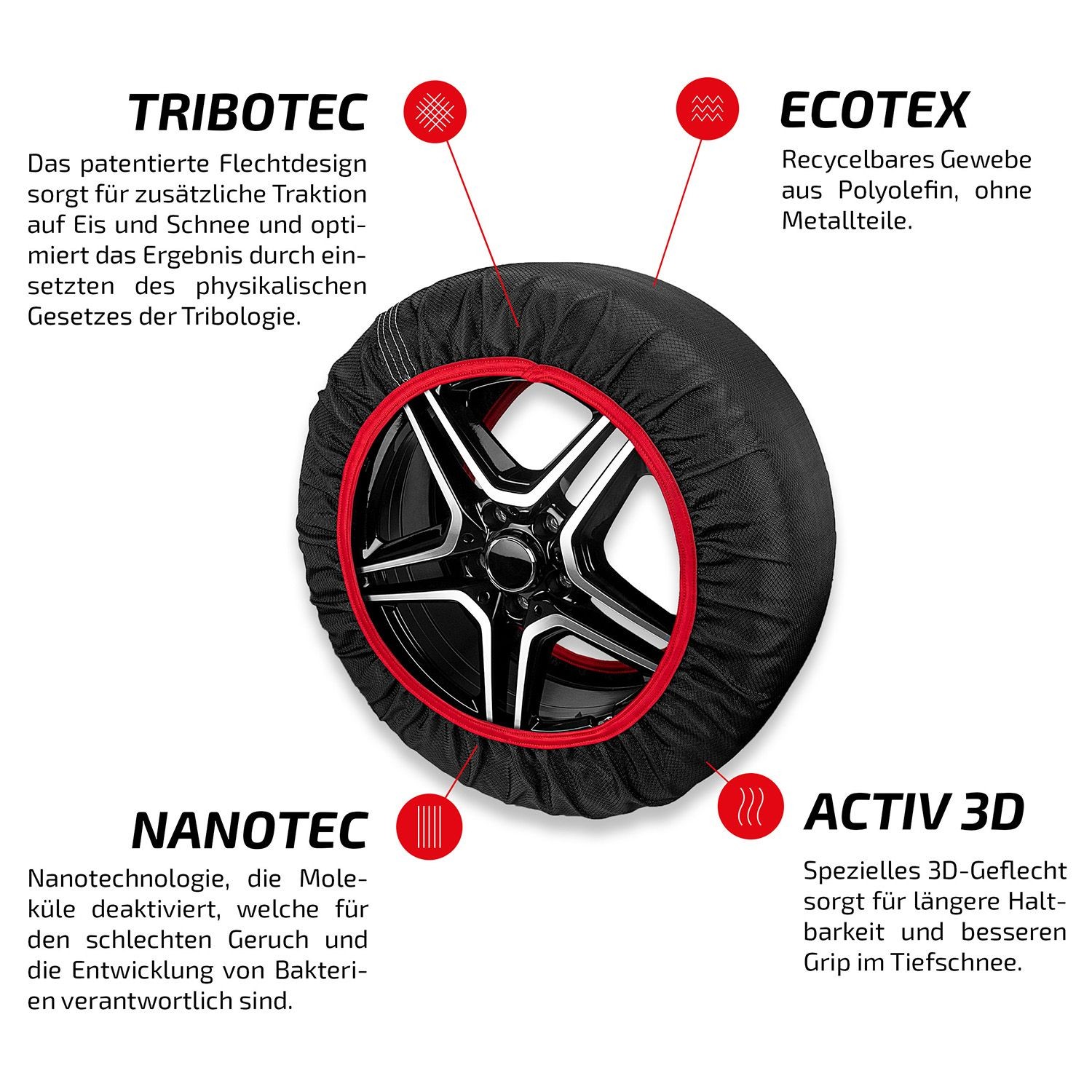 Textilní sněhové řetězy 14–20" 2ks, 735535