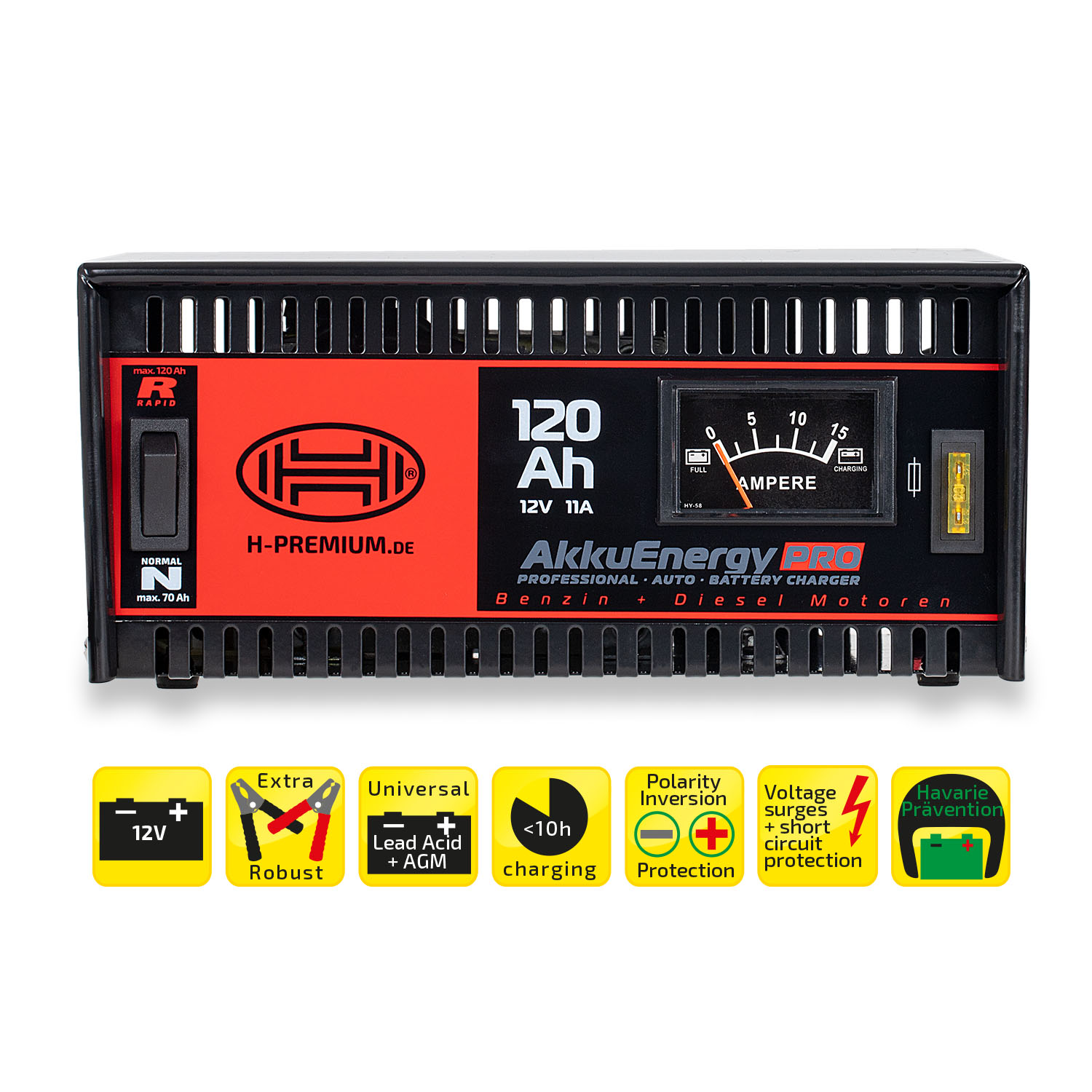 Nabíječka autobaterií HEYNER 11Amp 18-120Ah 12V, 931100