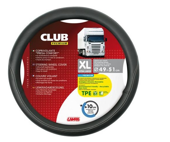 Potah volantu CLUB XL 49-51cm, š.10cm černý, 98848