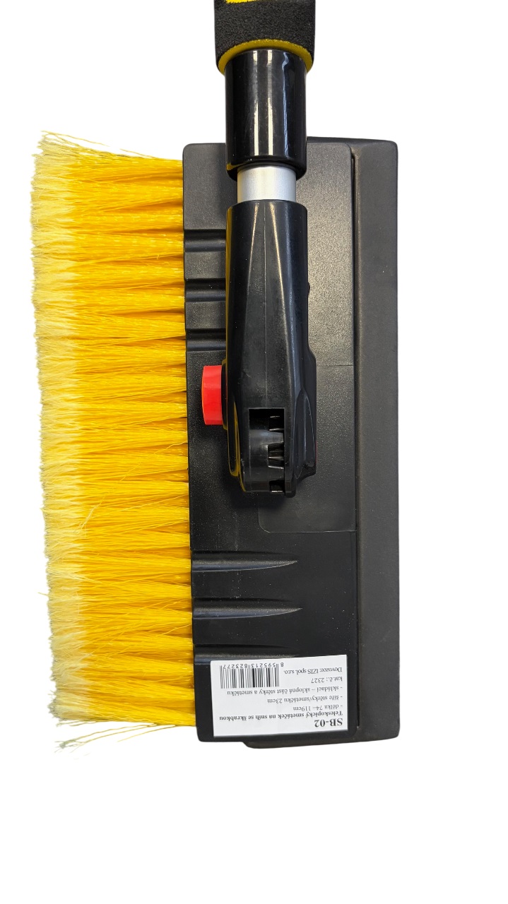 Smetáček se stěrkou a škrabkou teleskopický 74-119cm, skládací, šíře stěrky 23cm, SB-02