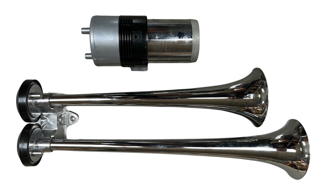 Fanfára 2 trubky chrom 24V s kompresorem, L-37+32cm, TS607