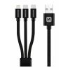 Kabel textile 3v1 2x USB-C, 1x Lightning, 1,2 m, SWISSTEN černý, 48154_b