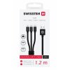 23602 kabel textile 3v1 2x usb c 1x lightning 1 2 m swissten cerny 48154