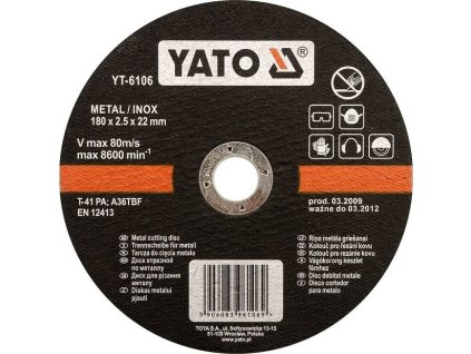 Kotouč řezný 230mm na kov, INOX 2,0mm YT-6107 YATO