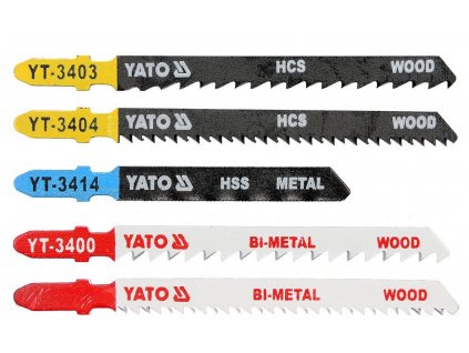 Sada plátků do přímočaré pily 50,57,75mm na dřevo ocel 5ks YT-3445 YATO