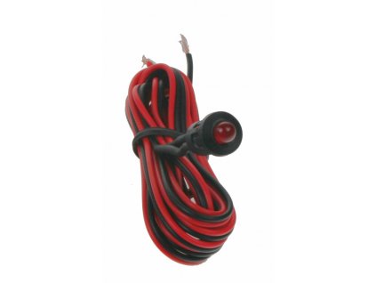 Červená blikací kontrolní LED s objímkou a kabelem