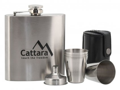 Kapesní lahev - placatka + 4x pohárky 175ml CATTARA
