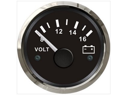 3205 voltmetr budik do lodi a clunu cerny s chromovym rameckem