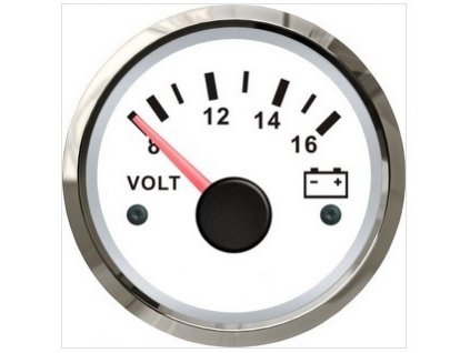 3208 voltmetr budik do lodi a clunu bily s chromovym rameckem