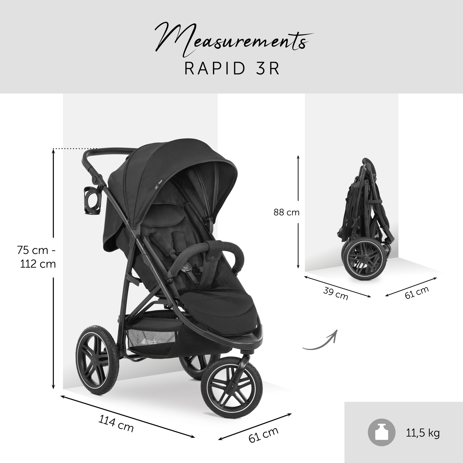 Hauck Rapid 3R Rozmery